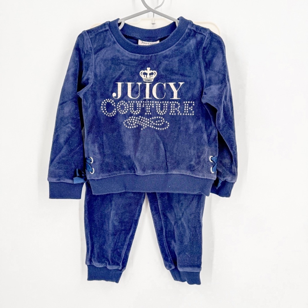 Juicy Couture Blue and Gold Matching Set Velour Loungewear